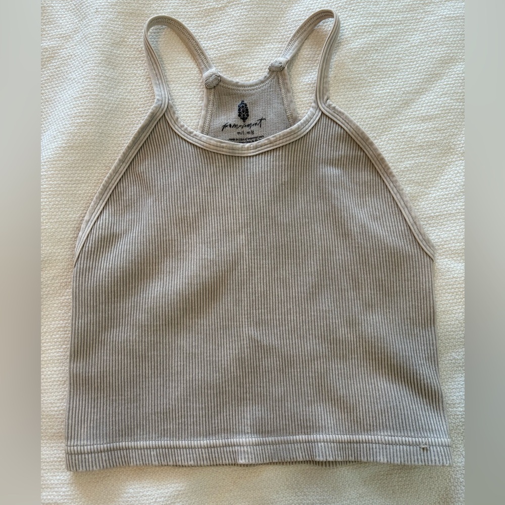 Free People Movement Trendy Taupe Ribbed Tank Top